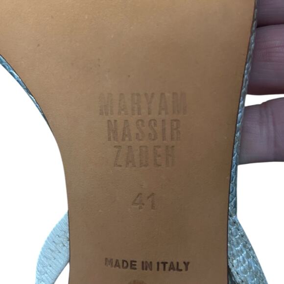 Maryam Nassir Zadeh Flora Slingback Sandal Women's 10.5 Metallic Beige Snakeskin - Picture 6 of 6